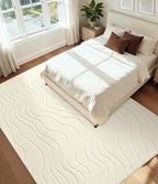 YIHOUSE 5x7 Abstract Line Area Rug, Modern Washable Stain Resistant Rugs Non Slip, Soft Indoor Floor Carpet for Living Room, Bedroom,Dining Room, White