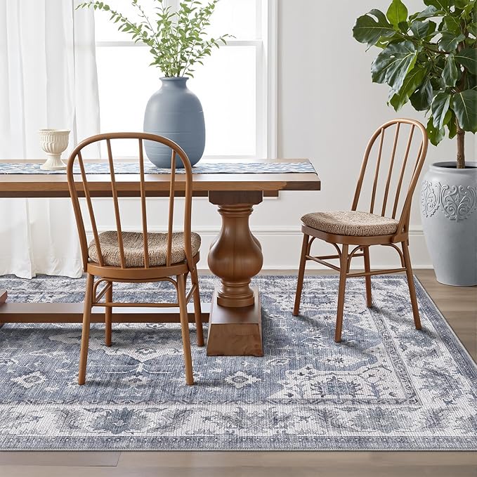 LUMI Washable Area Rug 4x6 for Living Room, Ultra Soft Stain Resistant Carpet with Non Slip Rubber Backing, Non-Shedding Low Pile Rugs for Bedroom, Dining Room, Indoor, Office