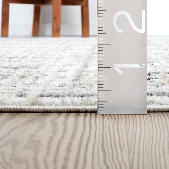 Abani Grey Area Rug for Living Room, Bedroom - Crosshatch Pattern- 2' x 3' -Durable & Easy to Clean