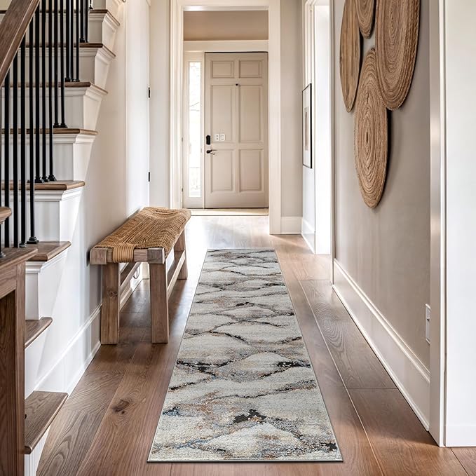 Rugshop Contemporary Gray Striated Area Rug Durable, Kid & Pet Friendly 2' 3" x 8' Runner Ideal for Hallway, Kitchen, Entryway, or Behind The Sofa