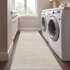Art&Tuft Runner Rug 2x5 Non-Slip - Low-Pile Washable Runner Rug for Hallway, Soft Distressed Carpet Runner for Bedroom Bathroom Kitchen Laundry Living Room, Beige