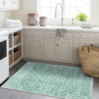 Wonnitar Moroccan 3x5 Area Rug, Sage Green Rug for Bedroom, Washable Farmhouse Kitchen Rug Non-Slip Living Room Throw Mat, Soft Non-Shedding Small Carpet for Bathroom Dorm Office (Mint Green,3'x5')