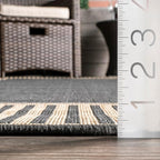 Nuloom Asha Dark Grey/Ivory, 4' x 6', Casual, Striped Border, Soft and Cozy, High Traffic, Stain Resistant, Easy Clean, Durable Area Rug for Indoor/Outdoor Patio, Deck, Porch, Garden, Courtyard