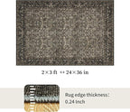 Small Rug 2x3 for Entryway: Boho Floral Door Mat Indoor Entrance Washable - Non-Slip Low Pile Thin Carpet Rugs for Kitchen Bathroom Front Door Laundry - Dark Brown