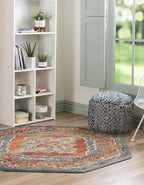 Unique Loom Isabella Collection Area Rug - Rossellini (5' 1" Octagon, Rust Red/ Beige)