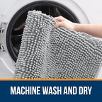 OLANLY Bathroom Rugs 70x24, Extra Soft Absorbent Chenille Bath Rugs, Rubber Backing Quick Dry, Machine Washable Bath Mats for Bathroom Floor, Tub and Shower, Home Decor Accessories, Light Grey