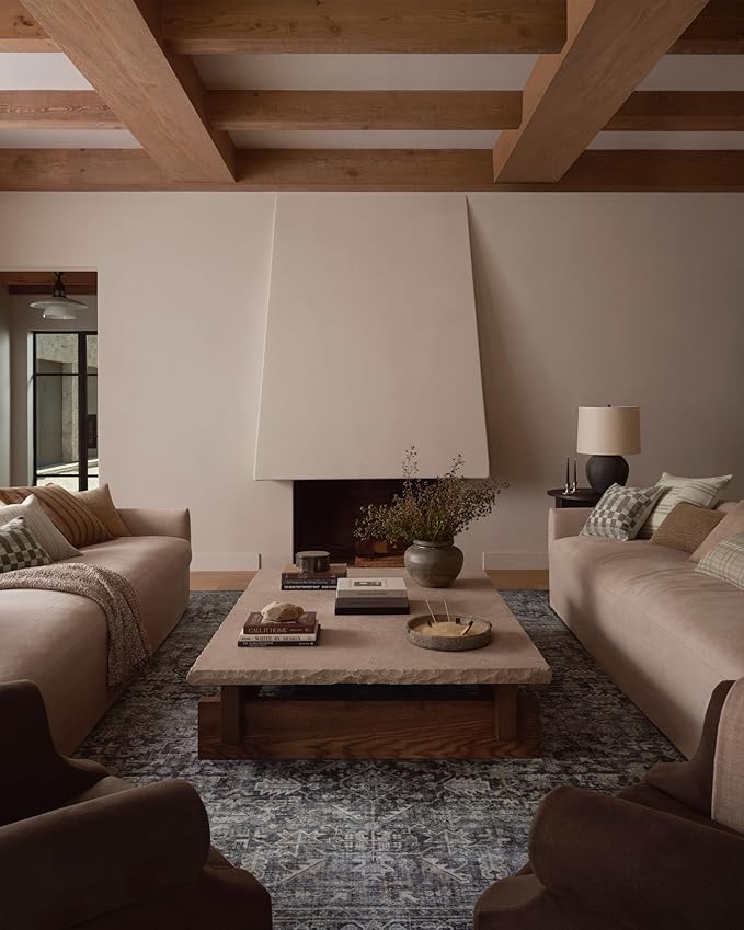 Loloi Amber Lewis Josie Collection JOS-01 Ocean/Natural 2'-3" x 3'-9", .13" Pile Height, Low Profile, Machine Washable, Accent Rug