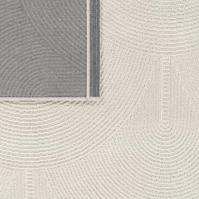 Paco Home Modern Area Rug with Minimalist Arched Lines in Neutral Cream, Size: 7'7" x 10'6"