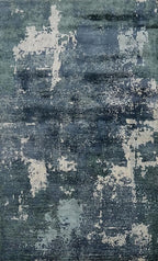 Rug Source Modern Collection, 5x8 Rug, Hand Knotted Navy Blue & Blues All-Over Rug, Oriental Viscose Silk Carpet for Foyer, Entryway and Hallway