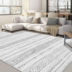 Nakagishi Area Rug Living Room Rugs: 5x7 Machine Washable Boho Large Neutral Farmhouse Stain Resistant Moroccan Indoor Floor Carpet for Bedroom Nursery Dorm Classroom Playroom Dining Room House- Grey