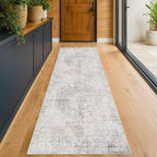 Light Blue 2'6''x8' Wide Hallway Runner Rug - Washable Kitchen Sink Rug, Non Slip 8ft Long Runner Rug for Entryway, Abstract Dusky Blue Home Décor