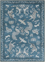 Moynesa Animal Area Rugs 5x7, Washable Luxurious Vintage Boho Blue Area Rug for Bedroom Living Room Dining Room Office Playroom, Farmhouse Low Pile Soft Non-Slip Carpets for Indoor