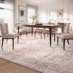 AMOAMI-3X5 Area Rug-Soft Washable Vintage Throw Accent Rugs for Living Room, Entryway, Bedroom, Kitchen, Bathroom, Laundry Room, Kitchen, Bathroom, Bedside, No Slip Pink