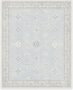 RUGGABLE Washable Vintage Area Rug – Verena Soft Blue 8x10, Stain-Resistant, Non-Slip – Large Machine Washable Rugs for Living Room, Bedroom, Hallway, Entryway & Office–with Cushioned Pad