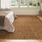 Eleisa Modern Vintage 9x12 Herringbone Chevron Area Rug, Non-Slip Stain Resistant Washable Rug, Brown Large Rug for Living Room, Farmhouse Carpet for Bedroom, Kitchen, Dining Room, Home Office