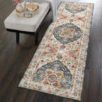 vivorug Runner Rug 2x10 Machine Washable Rug with Non-Slip Backing, Ideal for Kitchen Hallway Entryway Laundry Room - Vintage, Durable, Easy Clean, Low Pile Carpet Runner Beige
