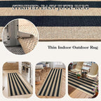Lahome Striped Outdoor Runner Rug, 2x6 Washable Kitchen Rugs Non Slip Carpet Runners for Hallway 6ft, Farmhouse Non Shedding Lightweight Floor Carpet for Bedroom Entryway Front Porch