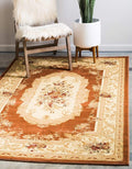 Unique Loom Versailles Collection Traditional Classic Floral Motif Area Rug (10' 0 x 13' 0 Rectangular, Terracotta/ Ivory)