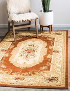 Unique Loom Versailles Collection Traditional Classic Floral Motif Area Rug (10' 0 x 13' 0 Rectangular, Terracotta/ Ivory)