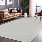 Micro Loop Indoor Rug White 8x10 Boho Geometric Neutral Area Rugs for Living Room Soft Luxury Modern Low and High Pile Durable Stain Resistant Non-Shedding Indoor Area Carpet 8 x 10