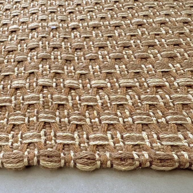 Entryway Rug,Indoor Door Mat 2x3 ft Small Area Rugs,Boho Style Braided Rug,Neutral Solid Rugs,Entrance Doormat for Front Porch,Bathroom,Kitchen,Bedroom,Light Brown