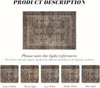 Area Rug 9×12, Large Vintage Boho Rug,Ultra-Soft Low Pile, Washable, Non Slip,Stain Resistant, Printed Carpet for Living Room Bedrooms Playroom Office Kitchen,Oat/Antiquity