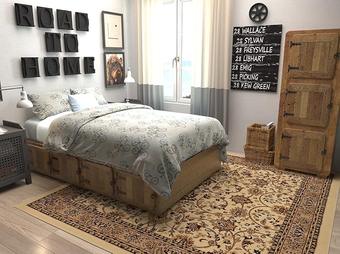 Unique Loom Sialk Hill Collection Area Rug - Washington (8' Square Ivory/Black)