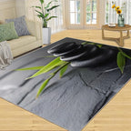 Zen Buddhism Rugs for Bedroom - 2x3 Area Rug - Black Zen Dianthus Leaf Rugs for Living Room, Meditation Yoga Rug, Washable Home Decor Carpet
