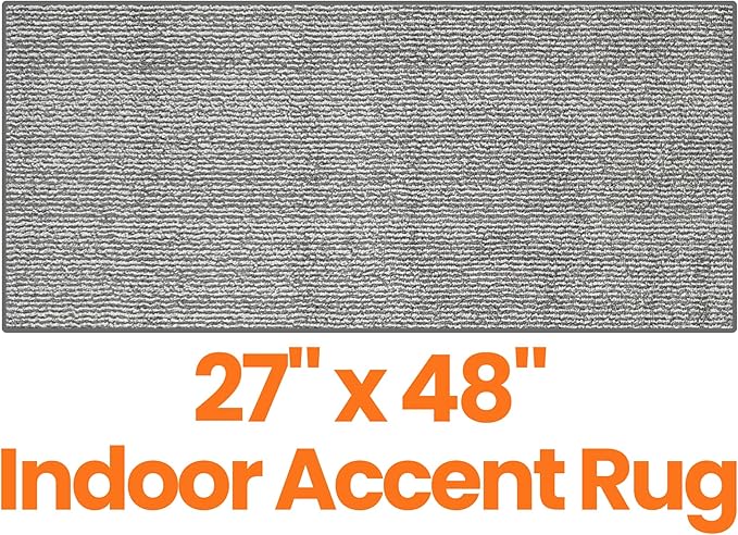 4ft Custom Fit Accent Runner Rug for Small Foyer - Striped Grey | Non-Slip & Washable | No-Fray Edge Finished