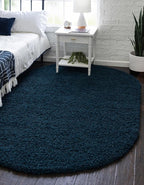 Unique Loom Solid Shag Collection Area Rug (3' 3" x 5' 3" Oval, Sapphire Blue/ Navy Blue)