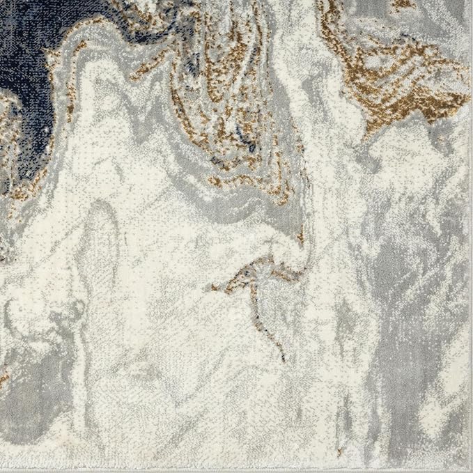 LUXE WEAVERS Marble Swirl Abstract Area Rug, Blue 4x5