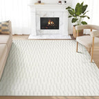 Abani Cream Area Rug for Living Room, Bedroom -Geometric Pattern - 5 x 8 -Durable & Easy to Clean