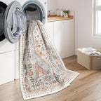 zesthome Washable Round Rug - 5ft Ultra-Thin Circle Area Rugs, Vintage Non-Slip Low Pile Rug for Living Room, Stain Resistant Rug for Bedroom, Entryway, Kitchen, Nursery