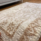 Alfa Rich 7x10 Beige Off White Washable Area Rugs for Living Room Bedroom Kitchen Dining Cotton Rug