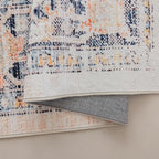 VK VK·LIVING 5x7 Area Rug Washable Rugs for Living Room Rug Vintage Design Boho 5x7 Rug with Non Slip Living Room Rug Bedroom Carpet Stain Resistant, Home Decor, Blue&Orange