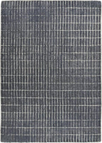 Hand-Tufted 100% Wool Area Rug – Unique Modern Geometric Grid Pattern, Soft Plush Textured Carpet for Living Room, Bedroom, Dining Room & Entryway (Smoke, 2.6' x 8')
