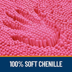 OLANLY Bathroom Rugs 47x17, Extra Soft Absorbent Chenille Bath Rugs, Rubber Backing Quick Dry, Machine Washable Bath Mats for Bathroom Floor, Tub and Shower, Home Decor Accessories, Hot Pink