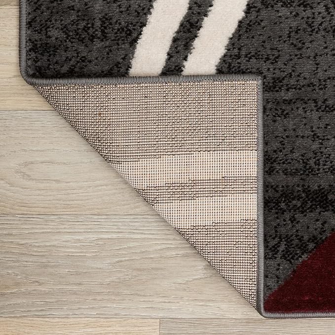 Rugshop Modern Wavy Circles Design Non-Shedding Area Rug, Carpet for Living Room, Dining Room, or Bedroom, Red, 7'10" x 10'2"