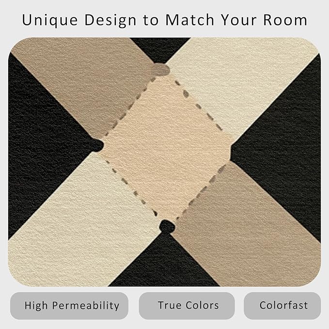 Washable 6x9 Modern Geometric Rug Living Room, Abstract Diamond Design Area Rugs for Bedroom, Modern Geometric Home Decor Carpet, Low Pile, Non Slip, Kids & Pet Friendly (N4159)