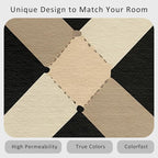 Washable 4x4 Modern Geometric Rug Living Room, Abstract Diamond Design Area Rugs for Bedroom, Modern Geometric Home Decor Carpet, Low Pile, Non Slip, Kids & Pet Friendly (N4150)