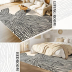 YIHOUSE 9×12 Ft Washable Rug, Black and White Abstract Area Rug for Bedroom, Living Room, Dining Room, Office, Playroom, Nursery, Ultra Thin Nonslip Modern Large Rugs Soft Contemporary Striped Rugs