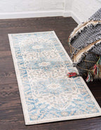 Unique Loom Salzburg Collection Classic Traditional Design Oriental Inspired Border Area Rug (2' 0 x 6' 0 Runner, Beige/Blue)