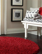 Unique Loom Solid Shag Collection Area Rug (6' 1" Round, Cherry Red)