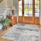 Area Rug 9×12, Large Vintage Boho Rug,Ultra-Soft Low Pile, Washable, Non Slip,Stain Resistant, Printed Carpet for Living Room Bedrooms Playroom Office Kitchen, Blue/Abstract