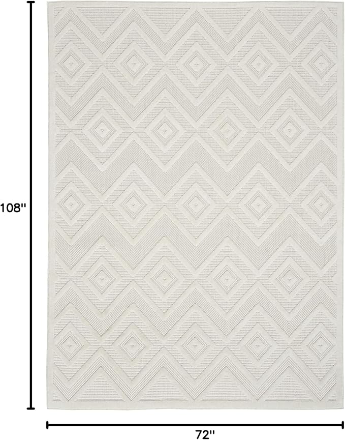 Nourison Home Versatile Ivory White 6' x 9' Area Rug - Easy Clean, Non Shedding, Bed Room, Living Room, Dining Room, Kitchen (6' x 9')