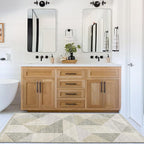 ReaLife Rugs Machine Washable Area Rug Runner - Living Room Bedroom Bathroom Kitchen Entryway Office - Padded Low Pile Stain Resistant Premium - Modern Geometric Contemporary - Miles - Beige 2'6"x8'