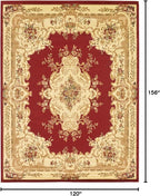 Rugs.com Chateau Collection Rug – 10' x 13' Red Medium Rug Perfect for Living Rooms, Large Dining Rooms, Open Floorplans