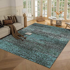 RUGSURE Washable Area Rug - 1/6 Thick - Stain & Water Resistant Non-Slip - Resistant Rug for Living Room, Bedroom, Nursery, Pet & Child Friendly, Vintage Charm Area Rugs (Green, 4' x 6')