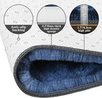duduta Navy Blue Fluffy Round Rug 4x4 ft, Tie-Dyed Shag Fuzzy Plush Circle Throw Rug for Nursery Bedroom Living Room Home Decor