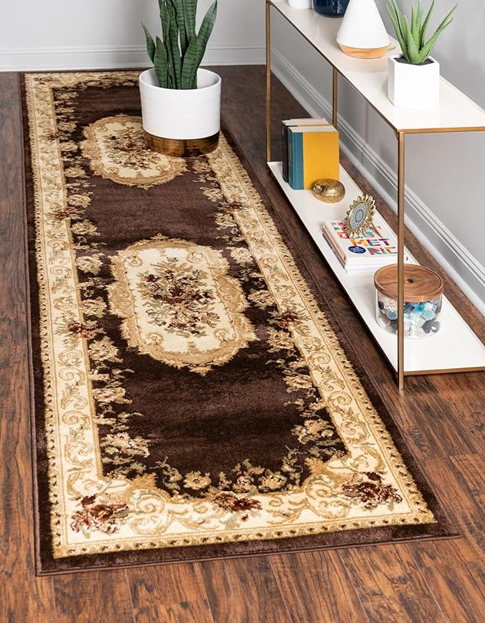 Rugs.com Chateau Collection Rug – 6 Ft Runner Brown Medium Rug Perfect for Hallways, Entryways